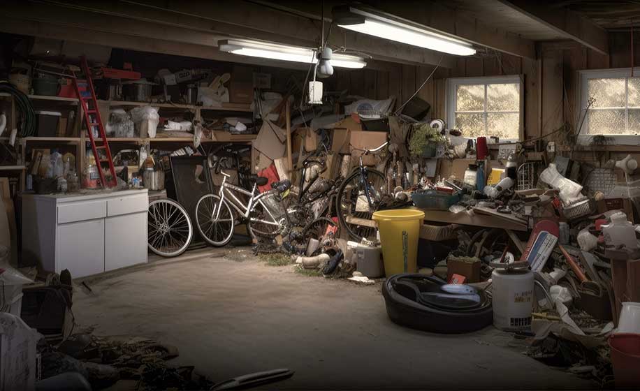 A garage being cleared