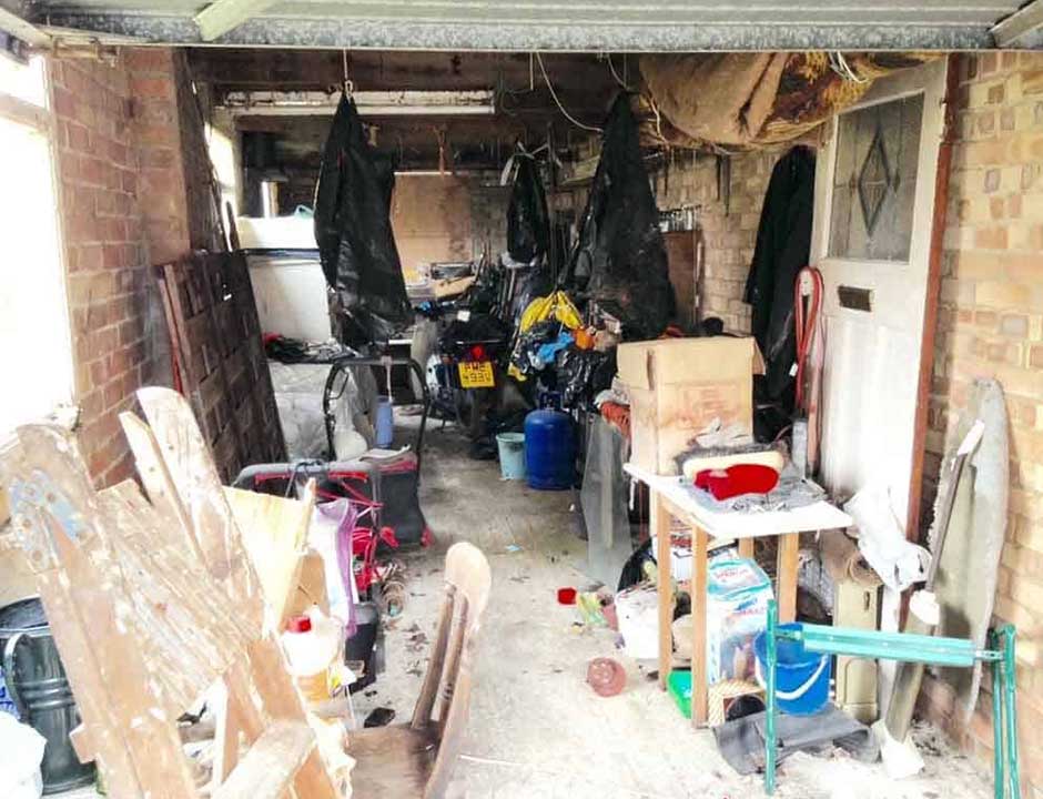 A garage before a house clearance