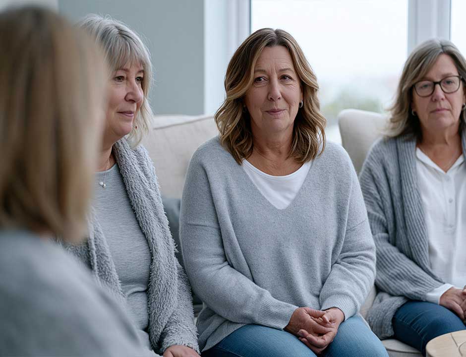 A calm, supportive conversation between family members at home