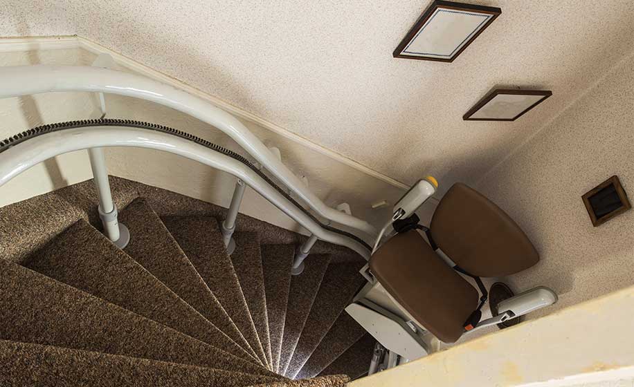 A stairlift being removed